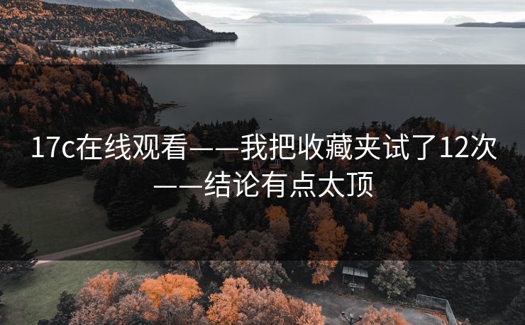 17c在线观看——我把收藏夹试了12次——结论有点太顶